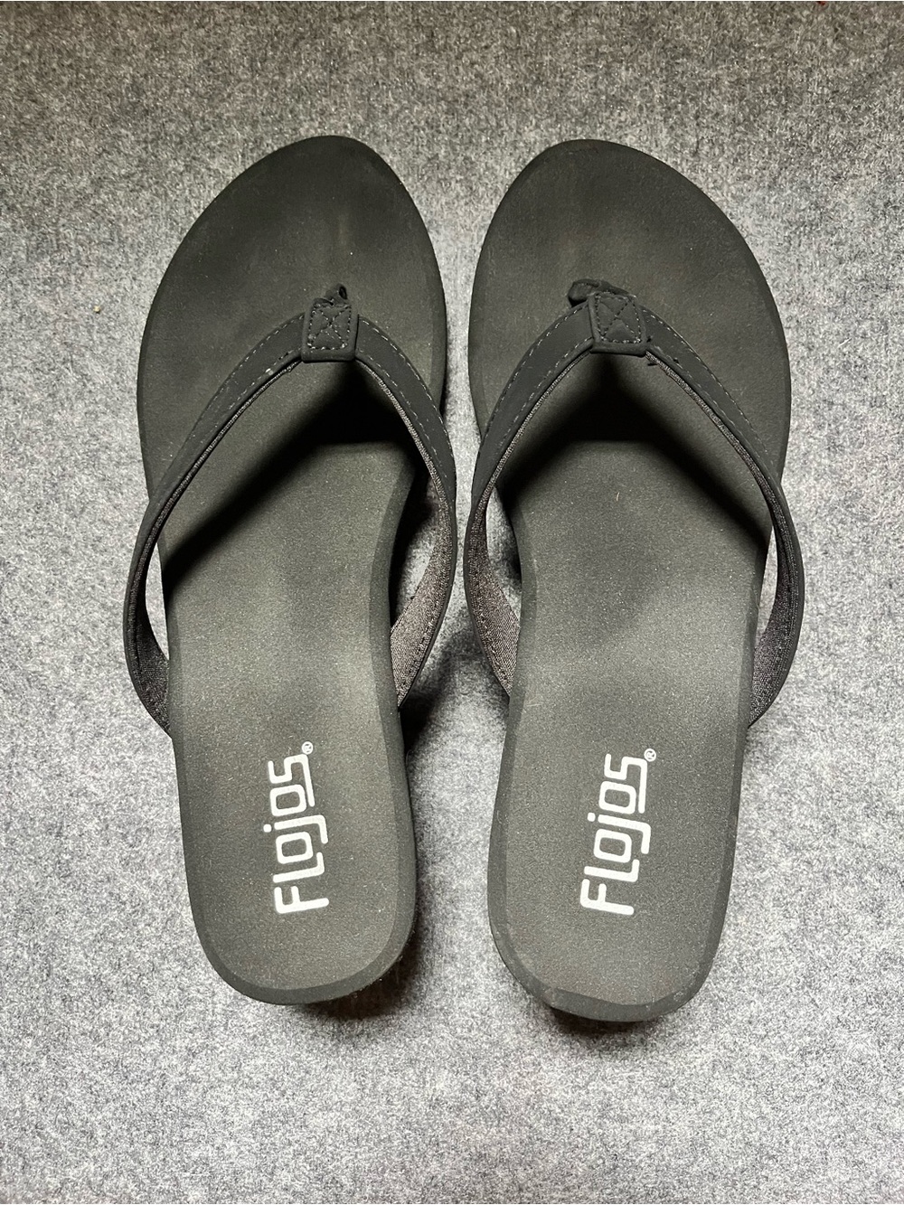 Flojos Black Wedge Thong Sandals